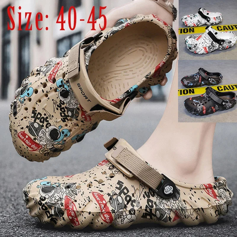 2024 Summer New Men's Slippers Outdoor Garden Clogs Male Casual Shoes Fashion Luxury Sandals Comfort Home Soft Slippers 40-45